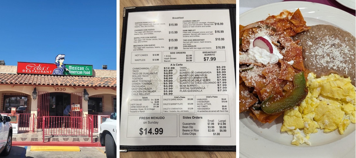 Celia's Restaurant Menu