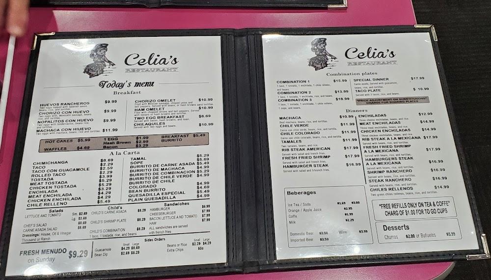 Celia's Restaurant Menu image 3